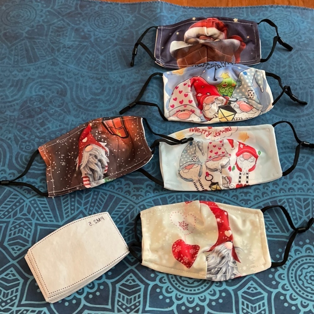 6/$20 New set/5 small Gnome Christmas face masks